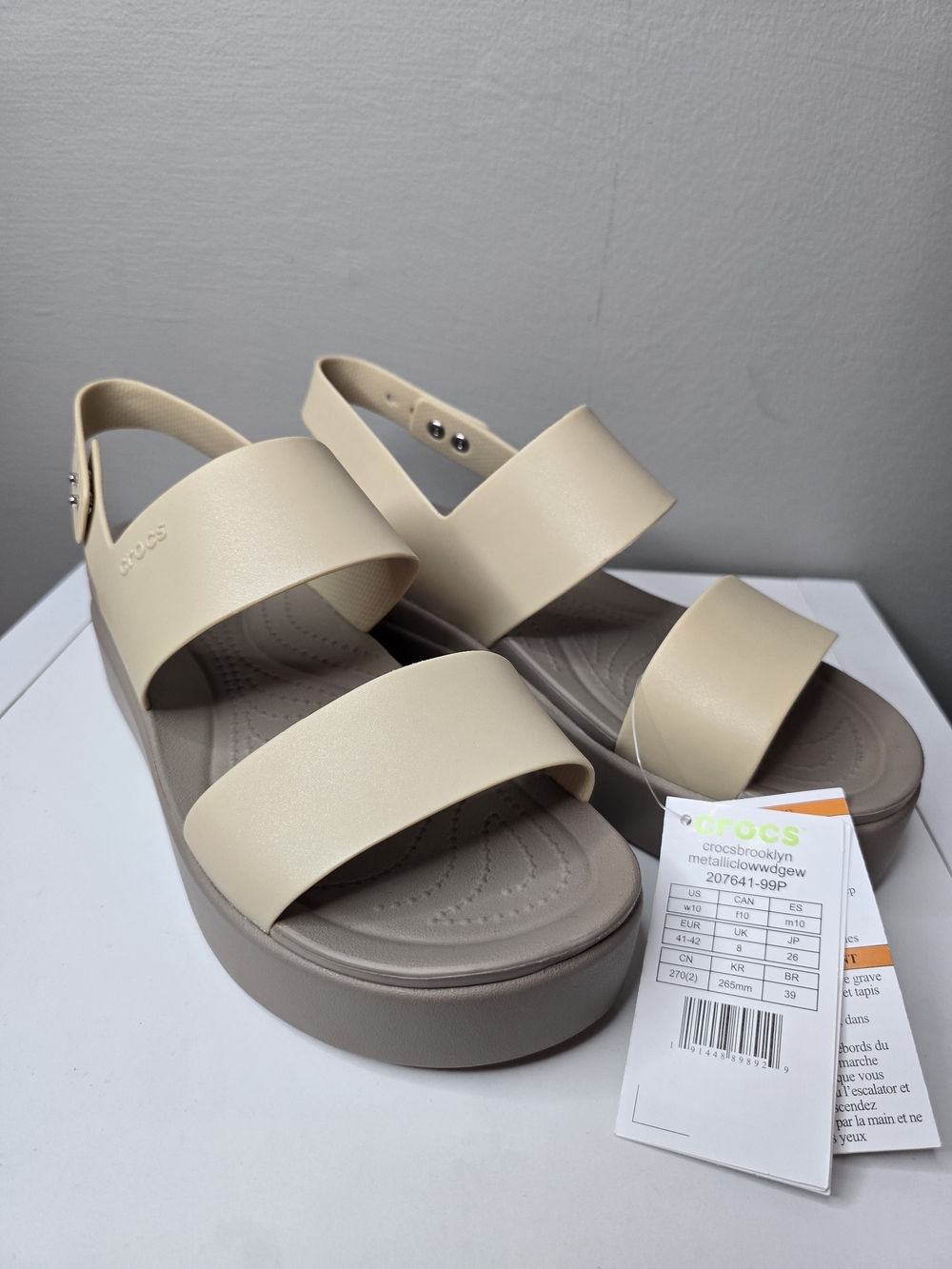 CROCS Beige Platform Slingback Sandals